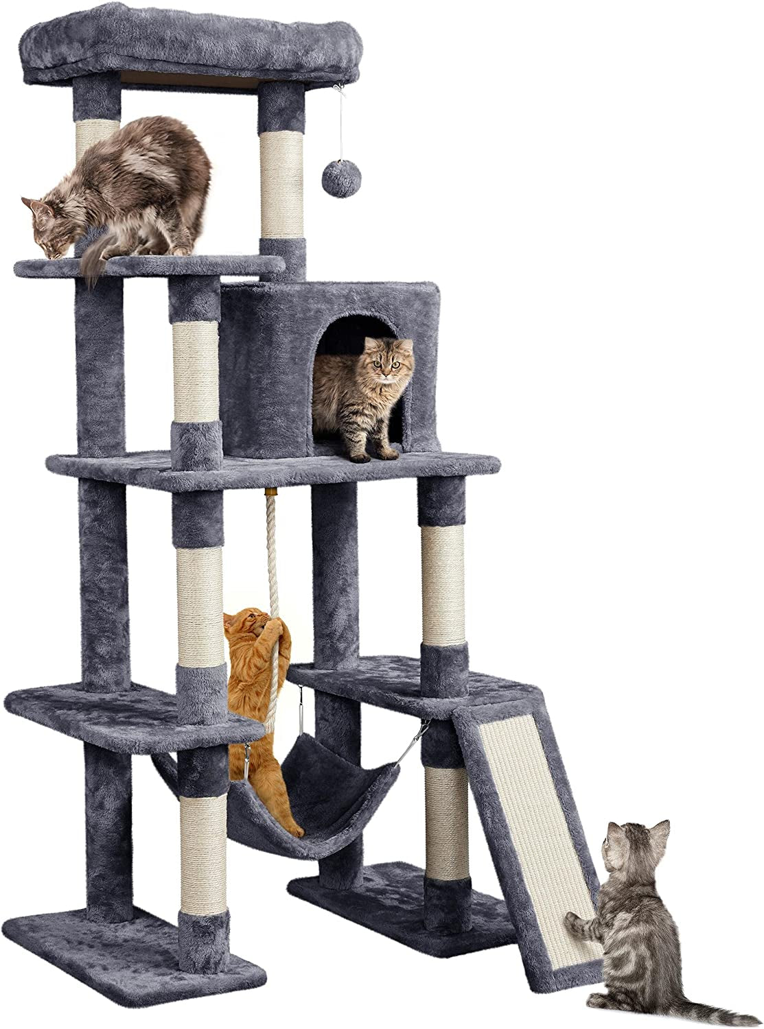 Yaheetech 63In Sturdy Large Cat Tree for Indoor Heavy Cats, Tall Tower