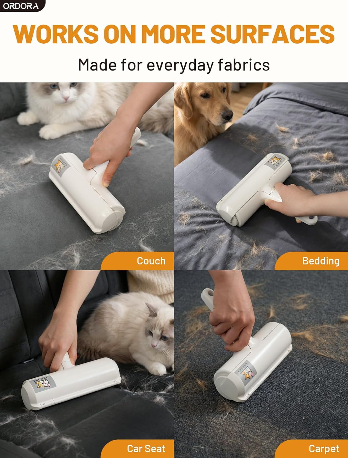 Pet Hair Remover Roller, Reusable Lint Roller for Dog and Cat Hair