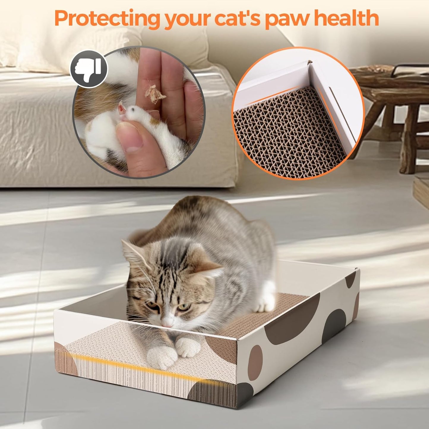 Cat Scratcher Box 17 X 10 In, 3 Reversible Cardboard Pads for Cats