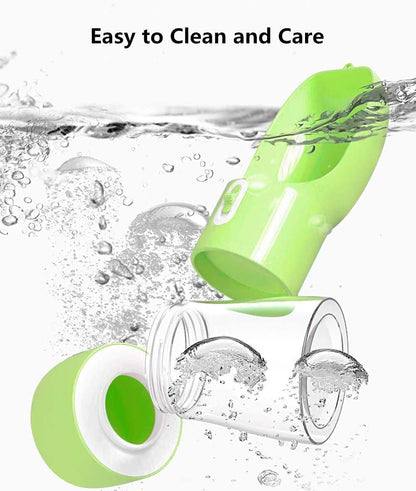 Portable Dog Water Bottle with Food Container Dishwasher Safe-Green