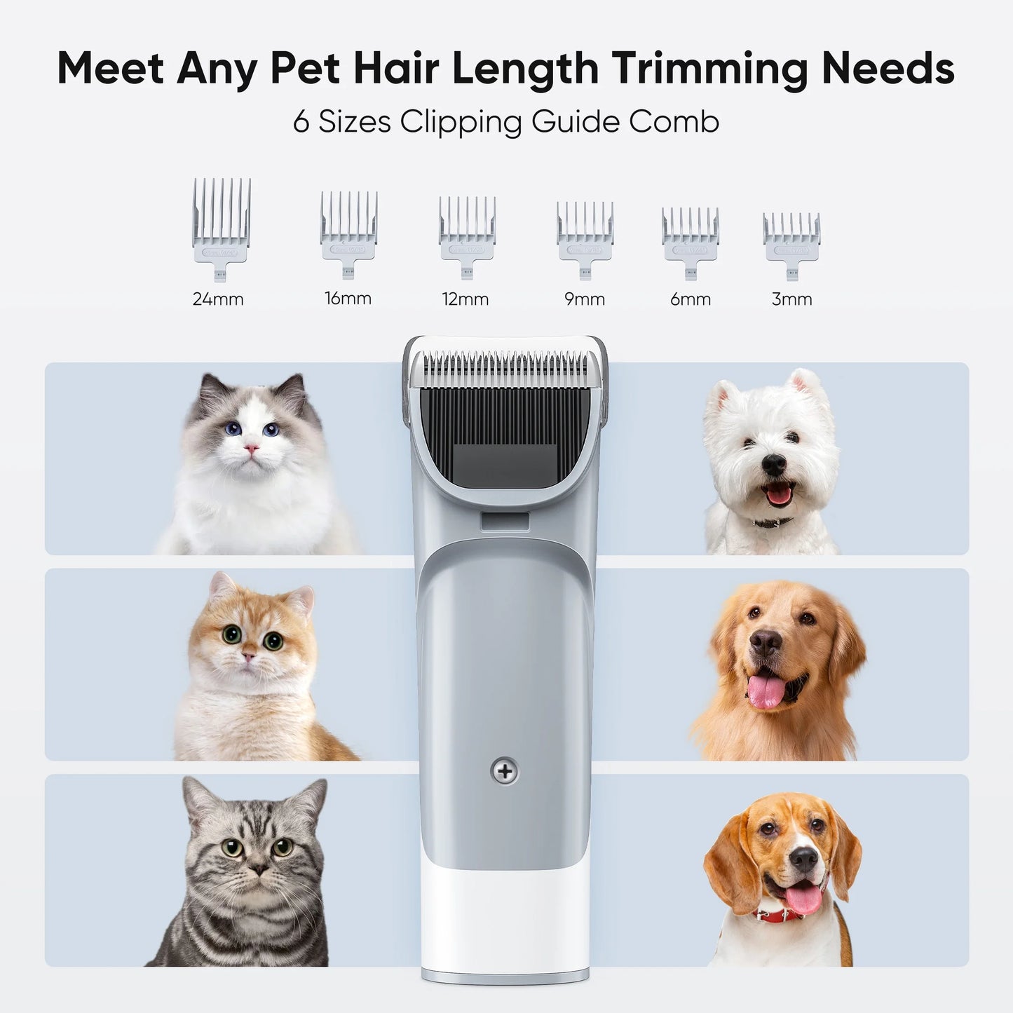 Professional Pet Grooming Kit: 2.5L Vacuum for Pet Hair, 5-in-1 Electric Clippers Set for Dogs, Cats, and Other Animals, White