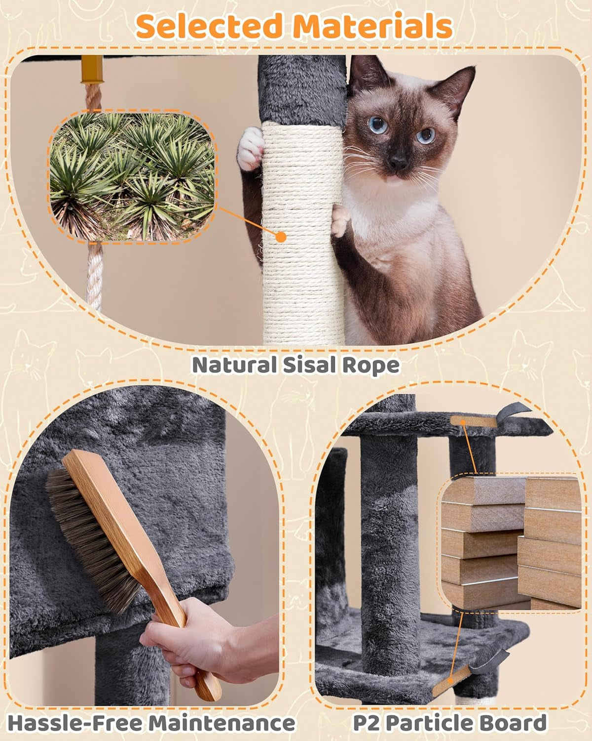 Yaheetech 63In Sturdy Large Cat Tree for Indoor Heavy Cats, Tall Tower