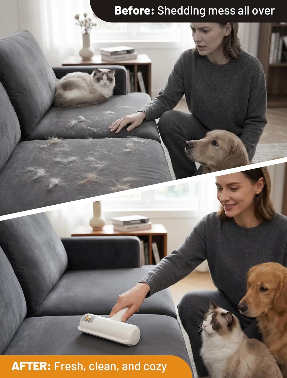 Pet Hair Remover Roller, Reusable Lint Roller for Dog and Cat Hair