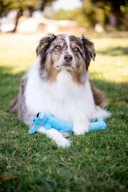 Plush Smiling Dog Toy with Squeaker, Medium Size