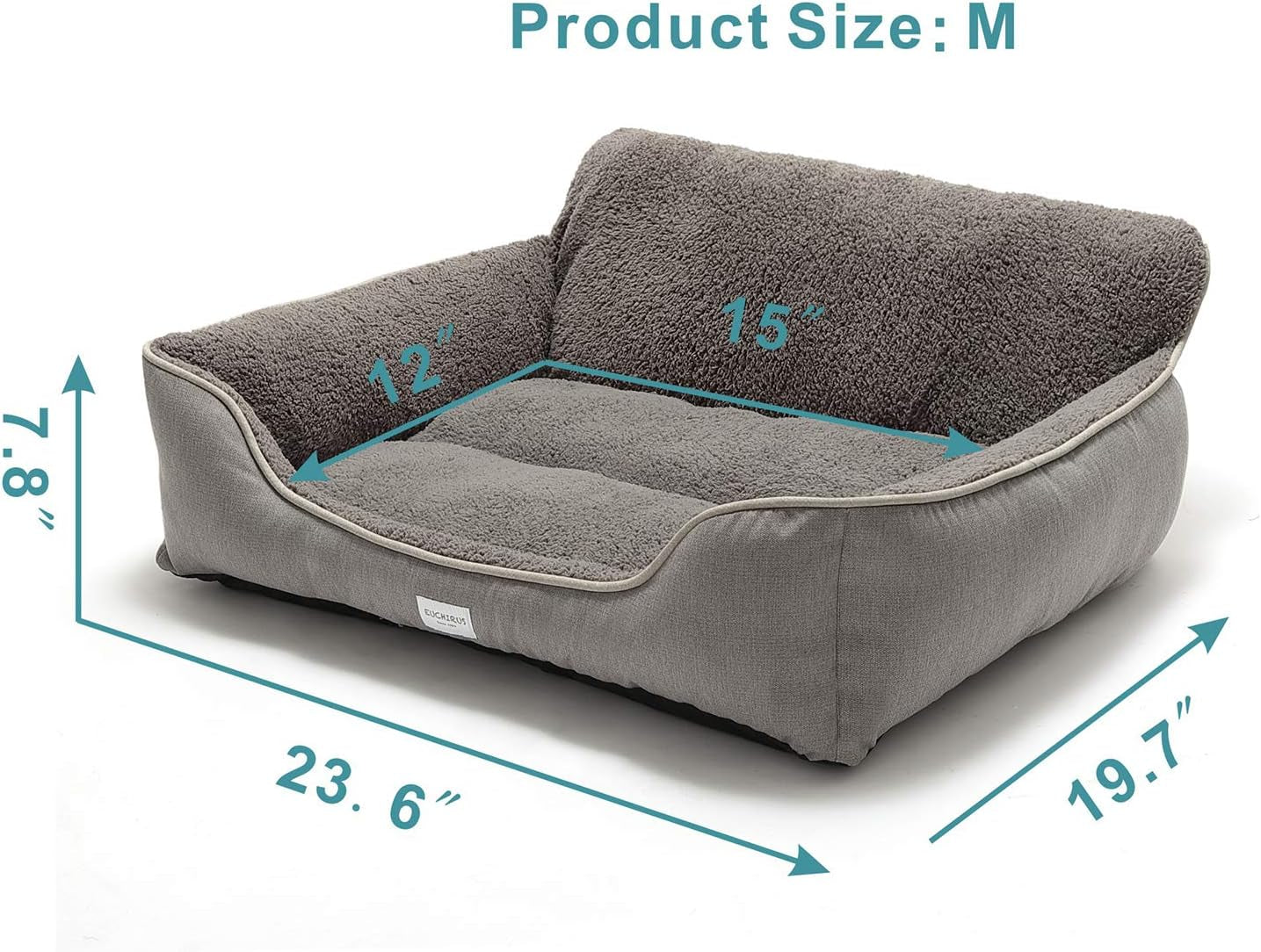 Rectangle Dog Bed Dog Beds for Small Dog Medium Dog Large Dog Washable Sleep Warm Dog Bed with Anti-Slip Bottom (Medium, Grey)