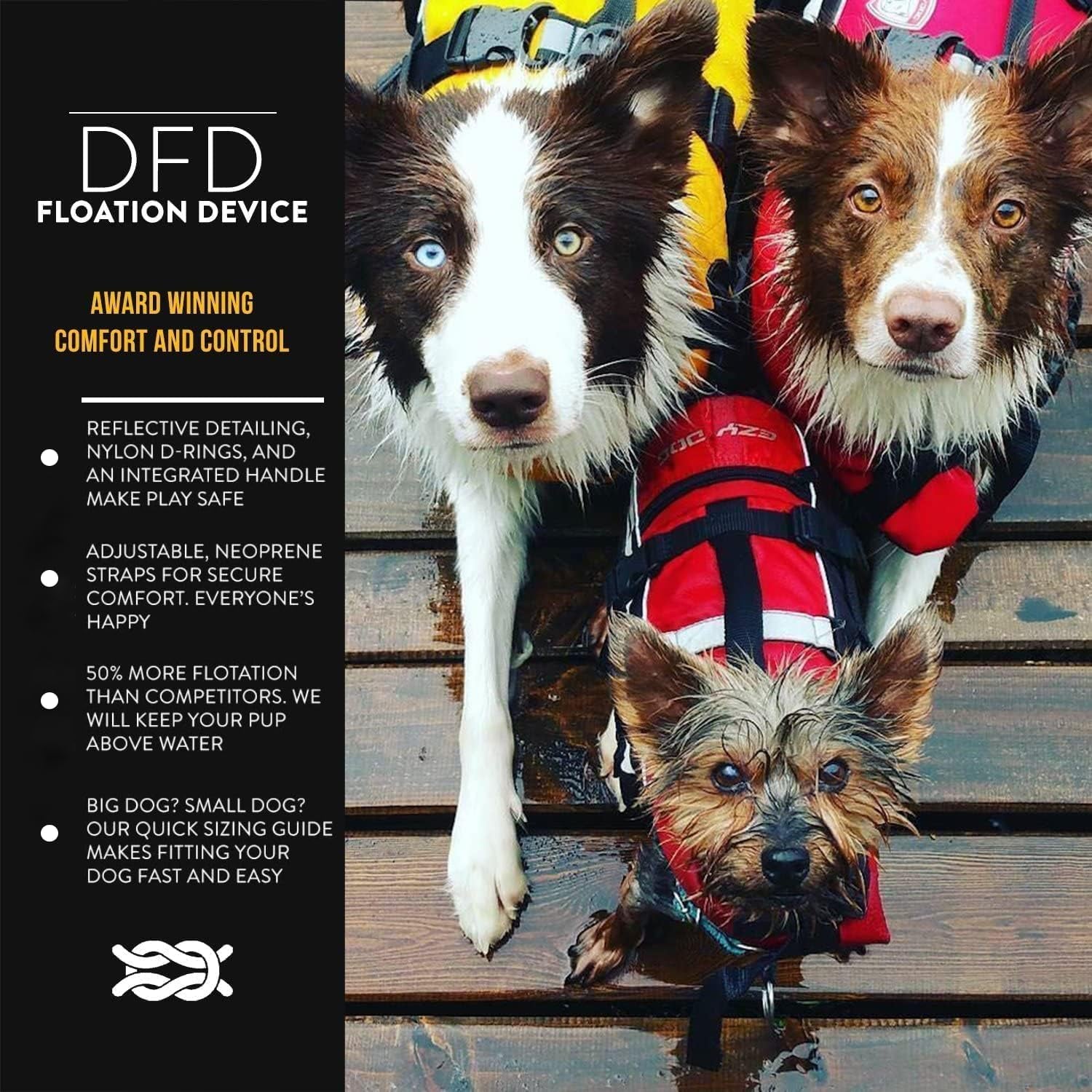 DFD Dog Life Jacket, Dog Life Vest for Swimming - Medium, Yellow