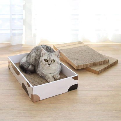 Cat Scratcher Box 17 X 10 In, 3 Reversible Cardboard Pads for Cats
