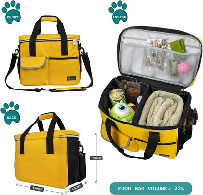 Dog Travel Bag Organizer, Pet Supplies Diaper Tote, Yellow Medium